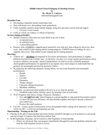 Middle School Choral Pedagogy &amp; Reading Session  by  Dr. Mirna Y. Cabrera