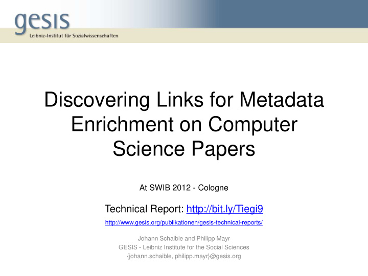 discovering links for metadata
