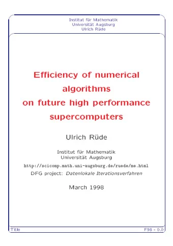 '  $  Institut  f  ur  Mathematik  Universit    at  Augsburg  Ulrich  R  ude  '  $