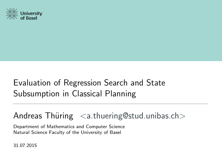 evaluation of regression search and state subsumption in