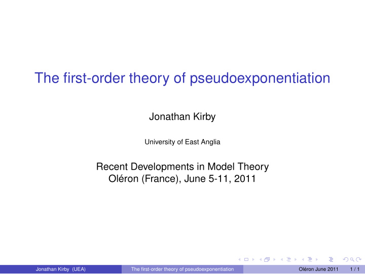 the first order theory of pseudoexponentiation