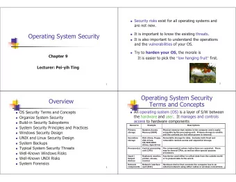 Operating System Security  It is also important to understand the operations  and the