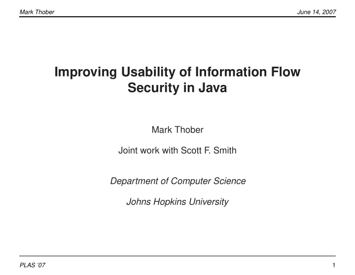 improving usability of information flow security in java