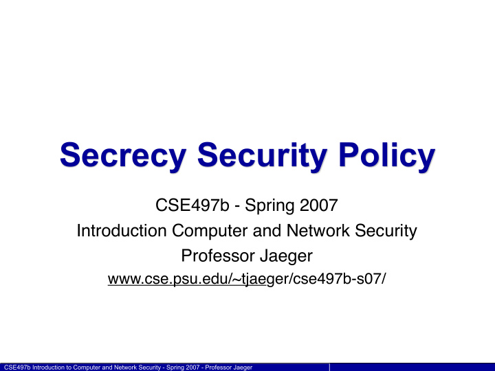 secrecy security policy