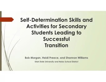 Self-Determination Skills and  Activities for Secondary  Students Leading to  Successful