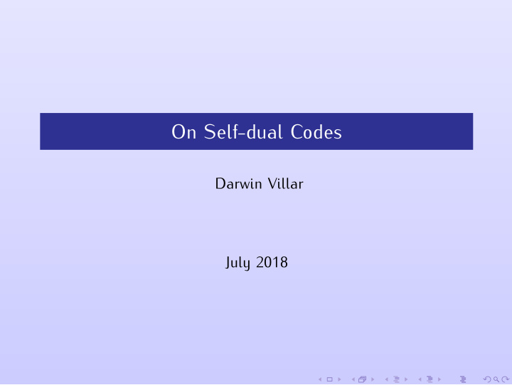 on self dual codes