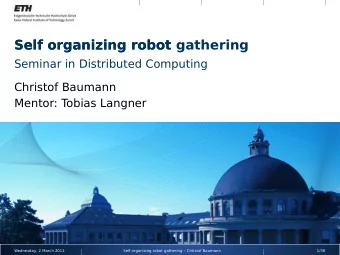 Self organizing robot  Self organizing robot gathering  Seminar in Distributed Computing  Christof