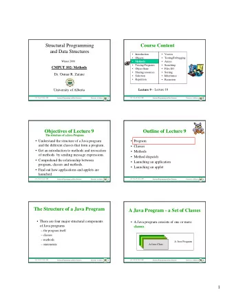 Structural Programming  Course Content  and Data Structures   Introduction   Vectors