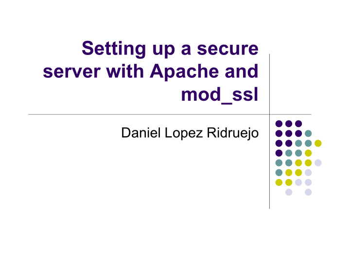 setting up a secure server with apache and mod ssl