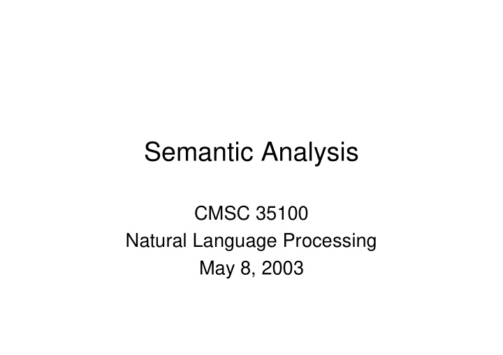 semantic analysis