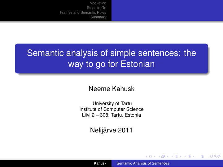 semantic analysis of simple sentences the way to go for