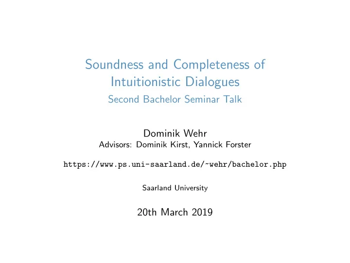 soundness and completeness of intuitionistic dialogues