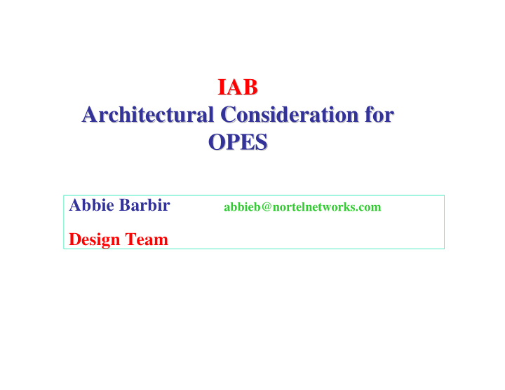iab iab architectural consideration for architectural