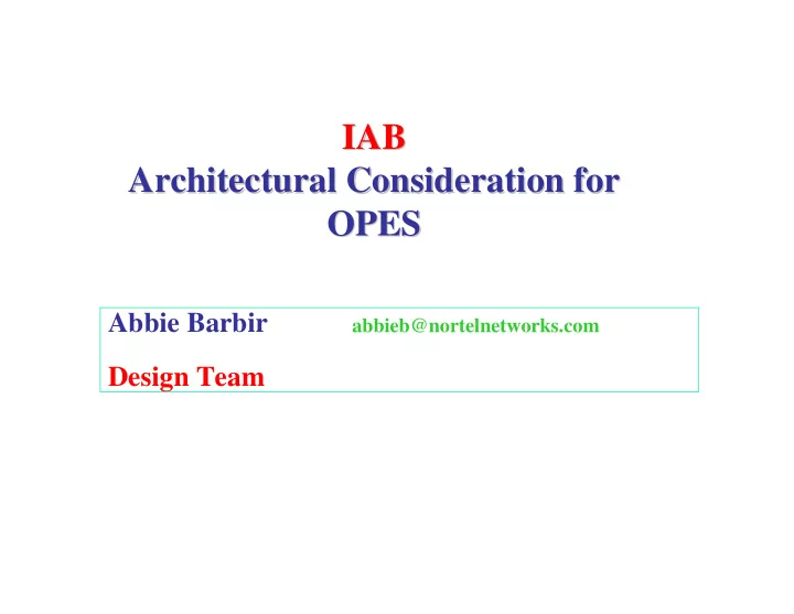 iab iab architectural consideration for architectural