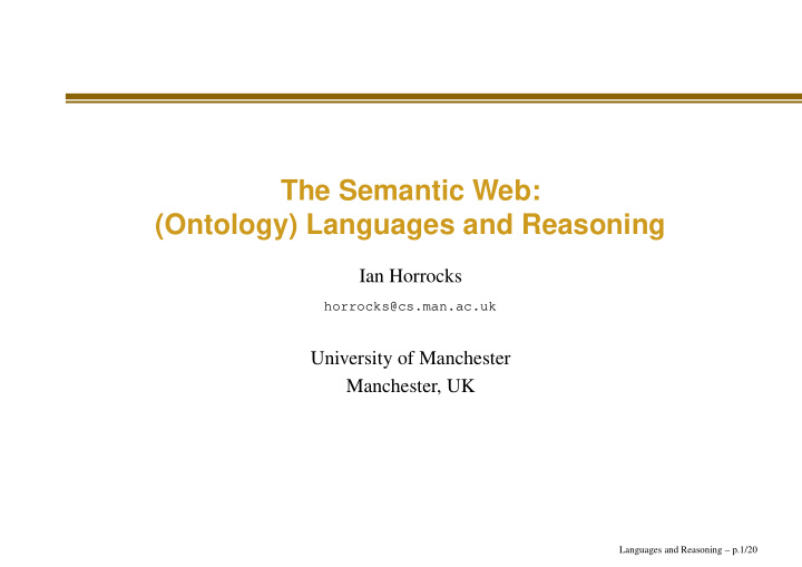 the semantic web ontology languages and reasoning