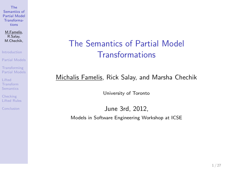 the semantics of partial model