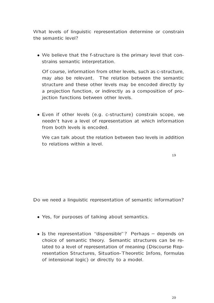 what levels of linguistic rep resentation determine o r