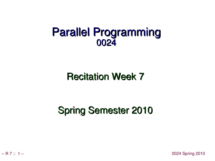 parallel programming parallel programming