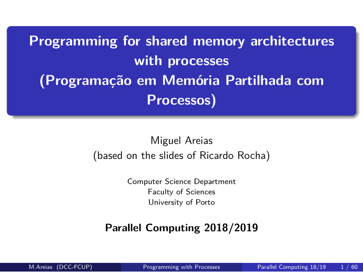 programming for shared memory architectures with