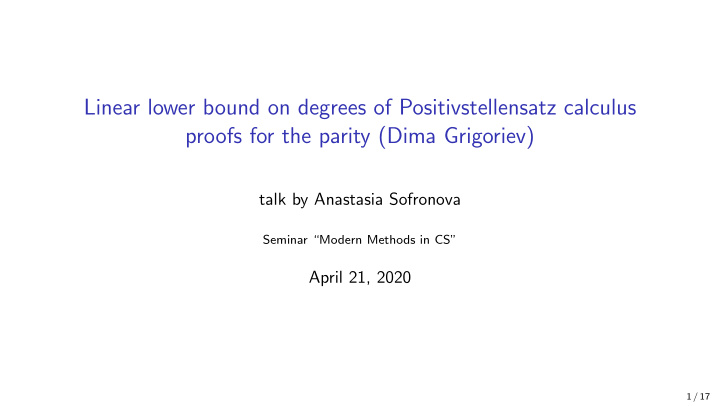 linear lower bound on degrees of positivstellensatz