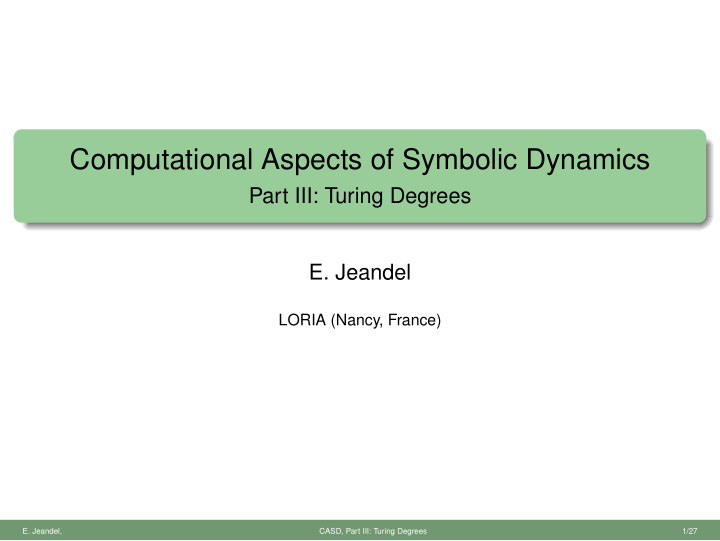 computational aspects of symbolic dynamics