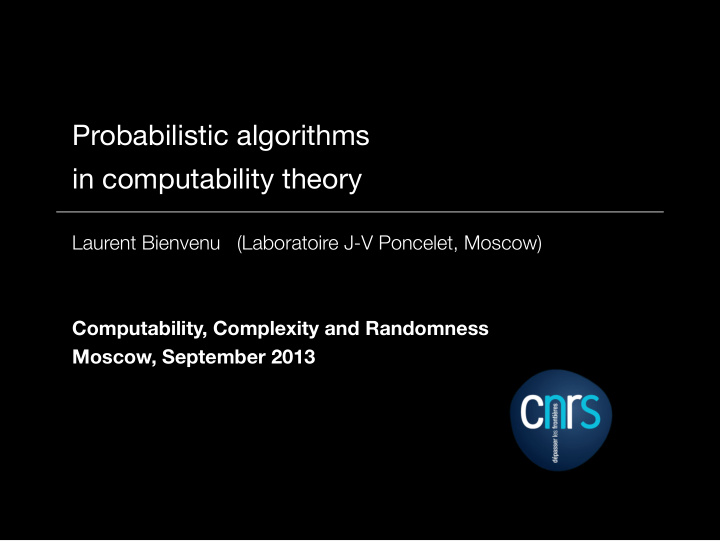 probabilistic algorithms in computability theory