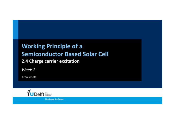 working principle of a semiconductor based solar cell