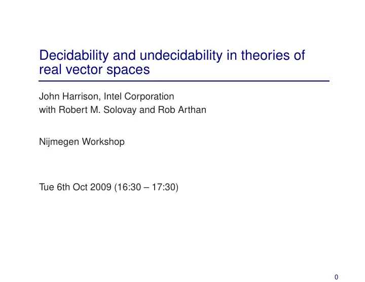 decidability and undecidability in theories of real