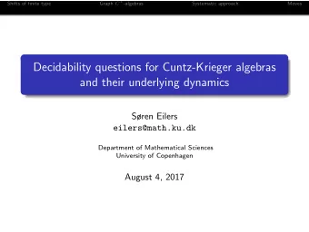 Decidability questions for Cuntz-Krieger algebras  and their underlying dynamics  Sren Eilers