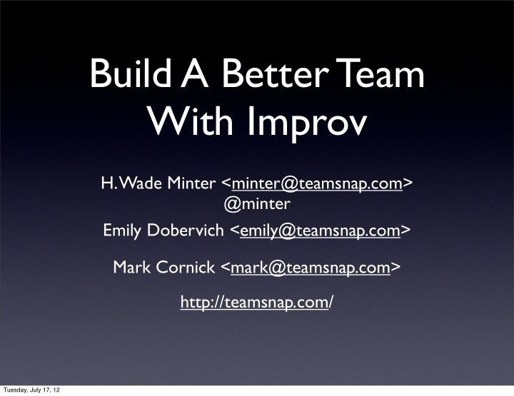 build a better team with improv