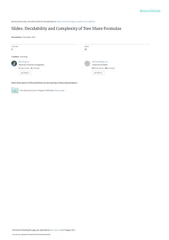 Slides: Decidability and Complexity of Tree Share Formulas Presentation  December 2016  CITATIONS