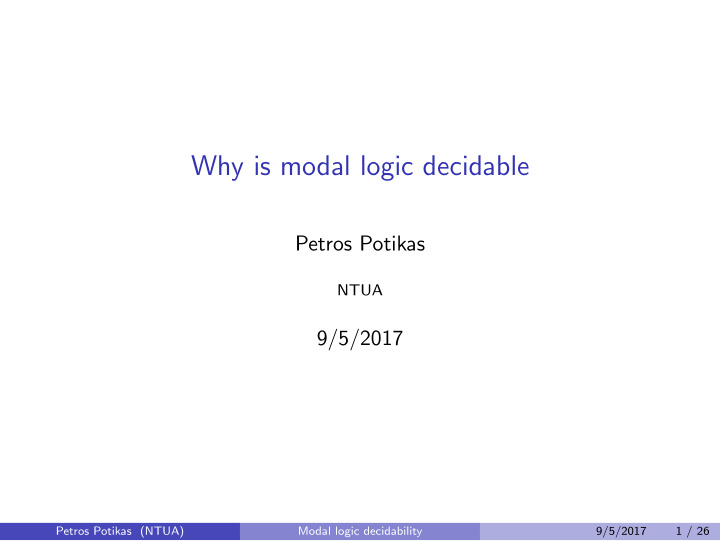 why is modal logic decidable