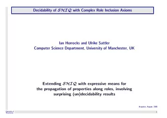 The Description Logic SHIQ SHIQ is a Description Logic which  is underlying ontologies languages