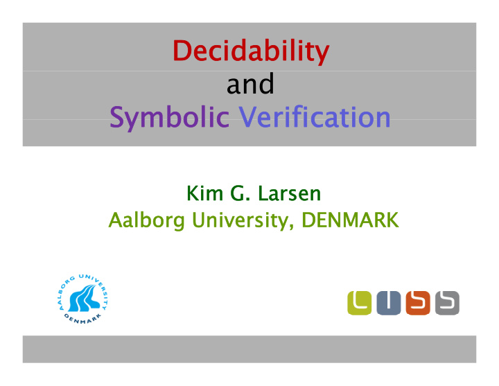 decidability decidability and symbolic symbolic