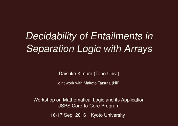 decidability of entailments in separation logic with