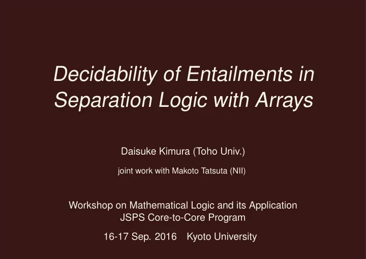 decidability of entailments in separation logic with