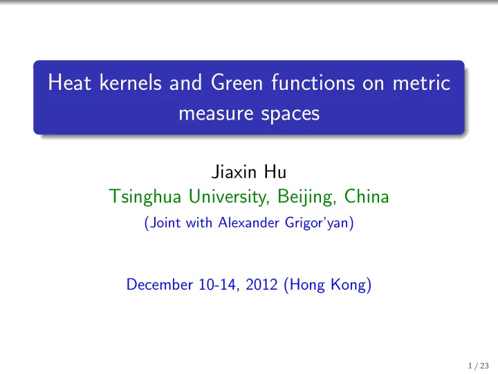 heat kernels and green functions on metric measure spaces