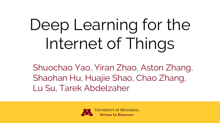 deep learning for the internet of things
