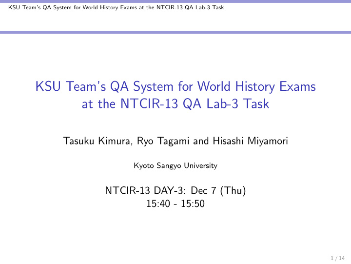 ksu team s qa system for world history exams at the ntcir