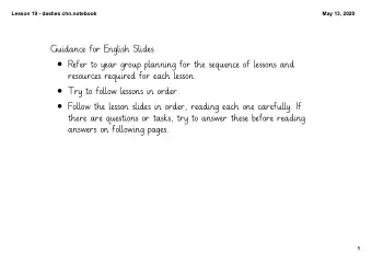 Guidance for English Slides  Refer to year group planning for the sequence of lessons and