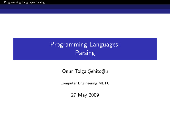 programming languages parsing