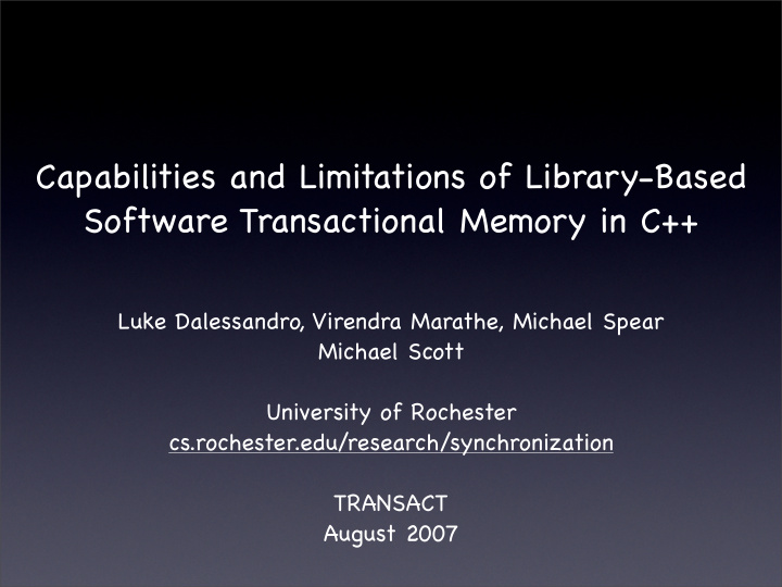 capabilities and limitations of library based software