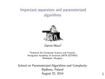 Important separators and parameterized  algorithms Dniel Marx 1 1 Institute for Computer Science