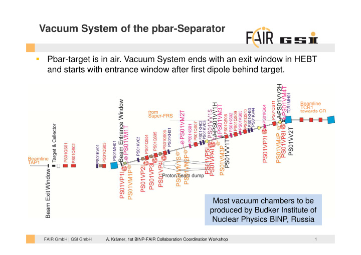 vacuum system of the pbar separator
