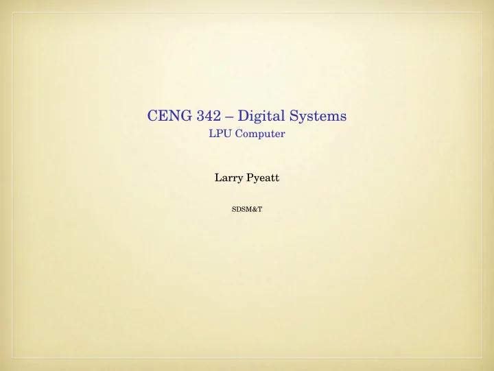 ceng 342 digital systems