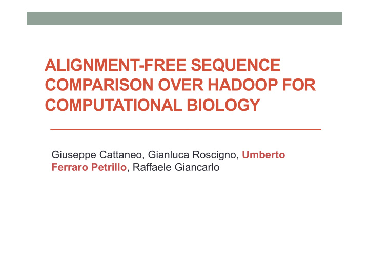 alignment free sequence comparison over hadoop for