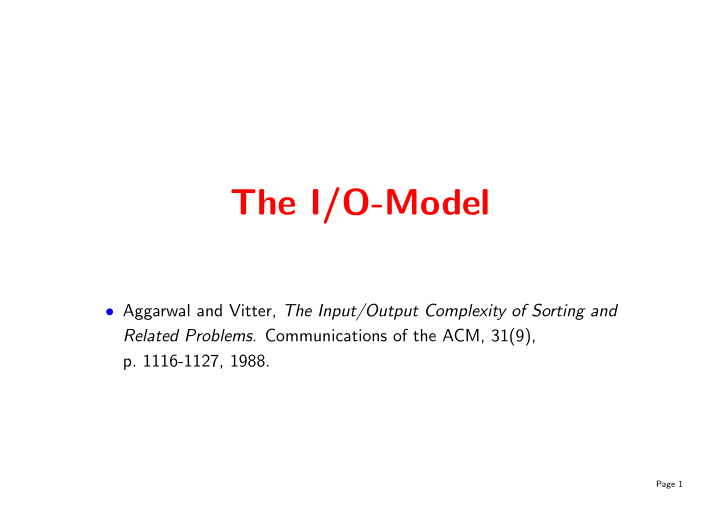 the i o model