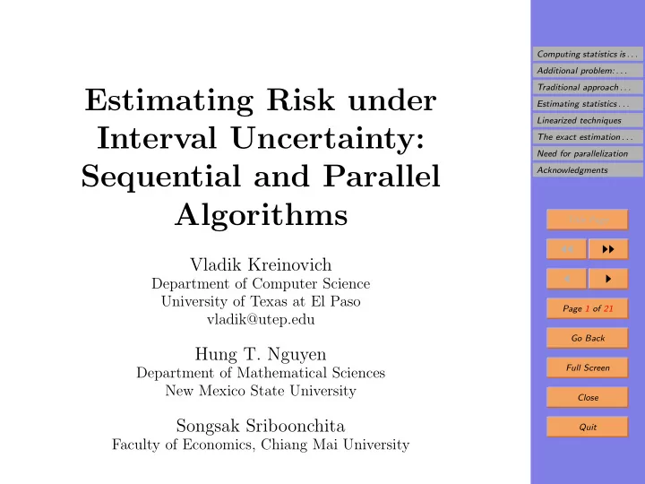estimating risk under