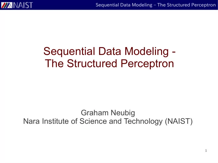 sequential data modeling the structured perceptron