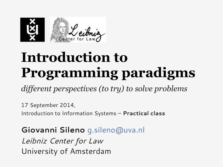 introduction to programming paradigms